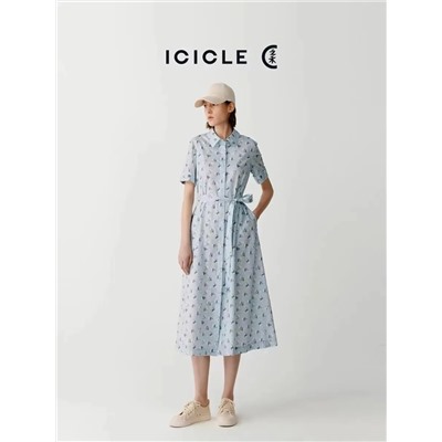 Платье-халат с подкладом Icicl*e , боковыми карманами и поясом