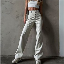 Женские однотонные прямые повседневные кожаные брюки с высокой талией. Экспорт