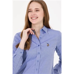 Kadın Koyu Mavi Uzun Kollu Basic Gömlek
