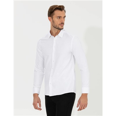 Beyaz Slim Fit Oxford Gömlek