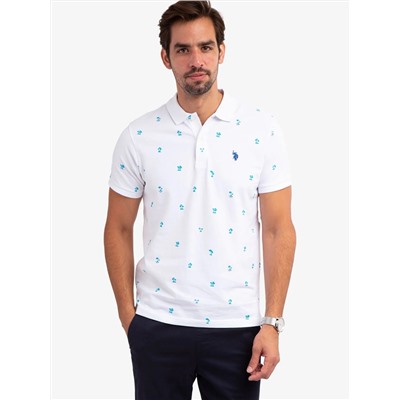 PALM PRINT PIQUE POLO SHIRT