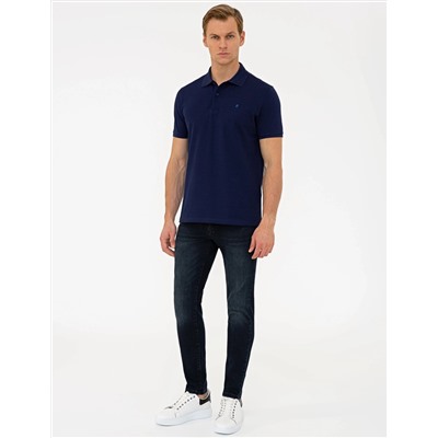 Lacivert Slim Fit Polo Yaka Basic  Tişört