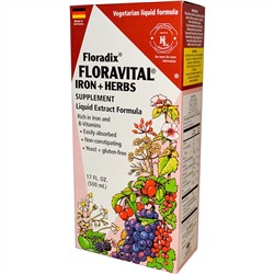 Flora, Флорадикс, флоравиталь, растительная добавка с железом, жидкий экстракт, 17 жидких унций (500 мл)
