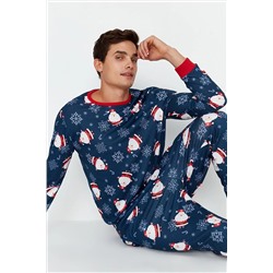 TRENDYOL MAN Lacivert Erkek Regular Fit Örme Pijama Takımı Aile Kombini TMNAW23PT00064