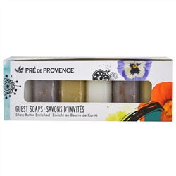 European Soaps, LLC, Pre de Provence, набор мыла для гостиниц, с маслом ши, набор из 6 кусков, 25 г
