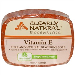 Clearly Natural, Essentials, чистое и натуральное глицериновое мыло с витамином Е 4 унции (113 г)