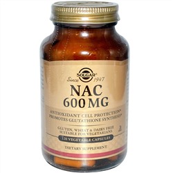 Solgar, NAC (ацетилцистеин), 600 мг, 120 капсул на растительной основе