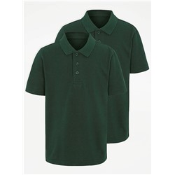 Bottle green Short Sleeve School Polo Shirts 2 Pack