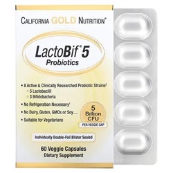 California Gold Nutrition, LactoBif 5 Probiotics, 60 капсул