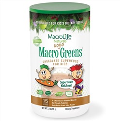 Macrolife Naturals, Макро зелень - какао, особо питательный шоколадный продукт для детей, 95 г (3,3 унции)