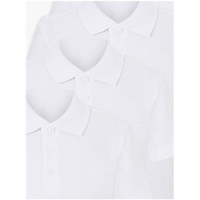 White Slim Fit School Polo Shirt 5 Pack