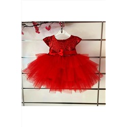 aden kids Kırmızı Pulpayet Elbise Kız Bebek adn02ayk005