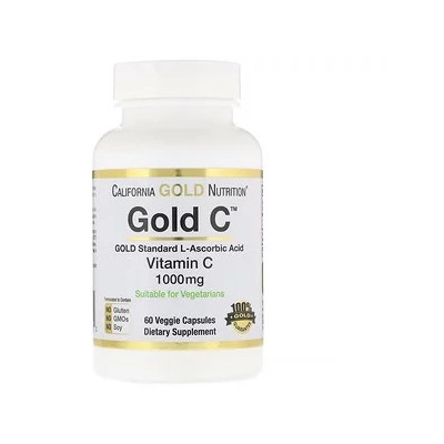 California Gold Nutrition, Gold C, Витамин C, 1000 мг, 60 вегетарианских капсул