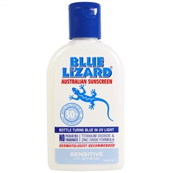 Blue Lizard Australian Sunscreen, Солнцезащитное средство для чувствительной кожи, SPF 30+, без запаха, 5 жидких унций (148 мл)