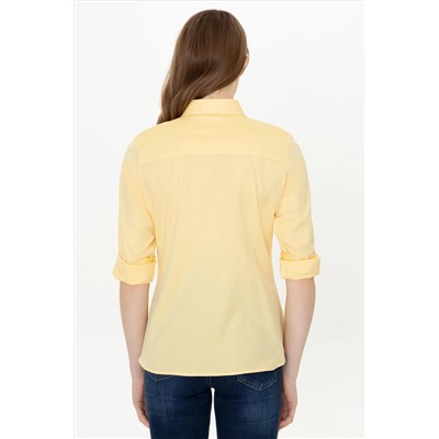 Kadın Açık Sarı Uzun Kollu Basic Gömlek