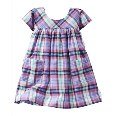 2-Piece Plaid Poplin Pocket Dress