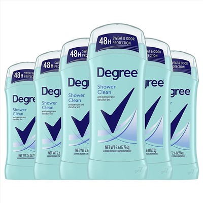 Degree Advanced Antiperspirant Deodorant Shower Clean, 48-Hour Sweat & Odor Protection Antiperspirant for Women with MotionSense Technology 2.6 oz(Pack of 6)(Packaging May Vary)