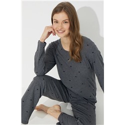 Siyah İnci Füme Pamuklu Pijama Takımı 7613