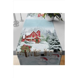 SH Seray Home Yılbaşı Christmas Temalı Vintage Winter Kardan Adamlı Runner 45 X 145 Cm 16012022033