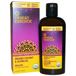 Desert Essence, Органическое масло кокоса &  жожоба, 4 унции (118 мл)