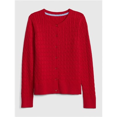Kids Uniform Cable-Knit Cardigan Sweater