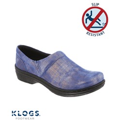 Klogs Mission Women's Leather Slip On Clog "Blue Silver Plaid"