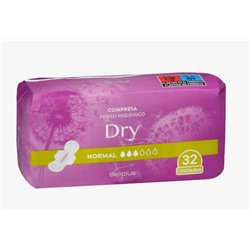 Compresa con alas normal Deliplus Dry Paquete 32 ud. | 0,068 €/ud