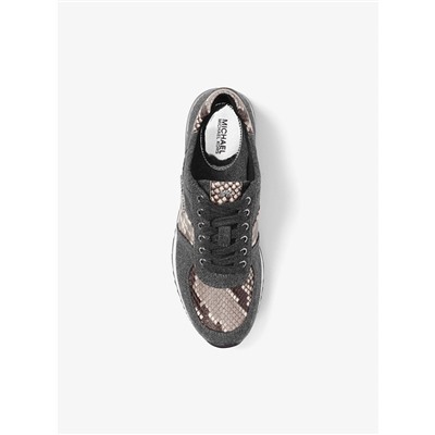 MICHAEL MICHAEL KORS Allie Flannel and Embossed-Leather Sneaker