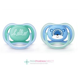 Avent Sucettes Ultra Air 6-18 mois "Hello" & Chien x2