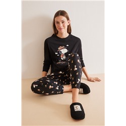 Pijama 100% algodón Snoopy negro