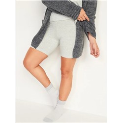 High-Waisted Sunday Sleep Rib-Knit Biker Shorts for Women -- 7-inch inseam