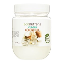 ECONUTRENA Organiс Coconut oil Органическое кокосовое масло холодного отжима 200м