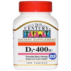 21st Century, D3, 400 МЕ, 100 таблеток