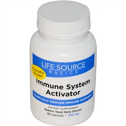 Life Source Basics (WGP Beta Glucan), Активатор иммунной системы, 500 мг, 60 капсул