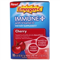 Emergen-C, Immune Plus с витамином D, вишня, 10 пакетиков, 0,31 унции (8,7 г) каждый