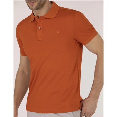 Kahverengi Regular Fit Polo Yaka Merserize Tişört