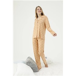 Siyah İnci Düğmeli Polar Pijama Takım 22274071