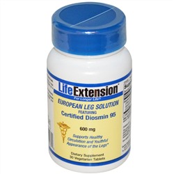 Life Extension, Европейское средство для ног на основе сертифицированного комплекса диосмина 95, 600 мг, 30 вегетарианских капсул