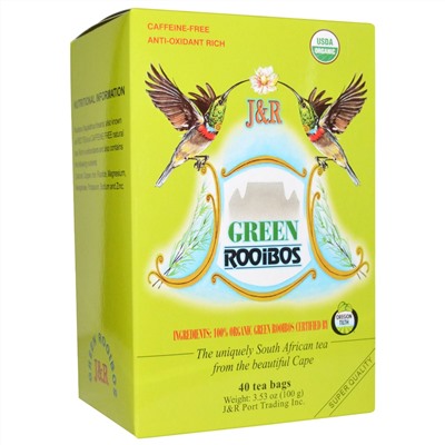 Port Trading Co., Органический зеленый Ройбос, без кофеина, 40 чайных пакетиков, 3,53 унции (100 г)
