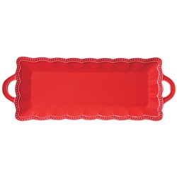 Блюдо прямоугольное с ручками Elite, красное, 43х16 см, 62529