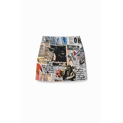 Minifalda slim collage periódicos