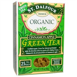 St. Dalfour, Зеленый чай, корица яблоко, 25 пакетиков,.07 унций (2 г), каждый