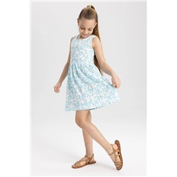 Defacto Kız Çocuk Desenli Kolsuz Pamuklu Elbise T2575A623HS