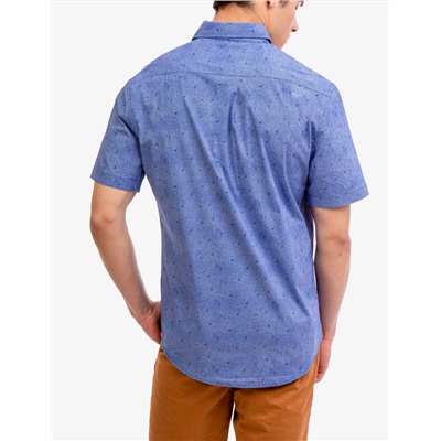 PRINTED STRETCH POPLIN SHORT SLEEVE SHIRT