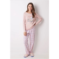 Pijama largo 100% algodón rosa Snoopy