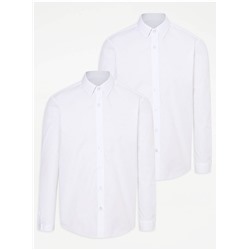 Senior Boys White Long Sleeve School Shirts 2 Pack