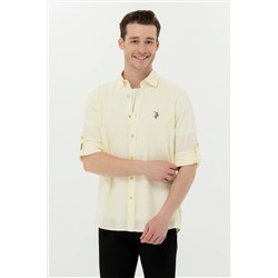 Erkek Açık Sarı Uzun Kollu Basic Gömlek