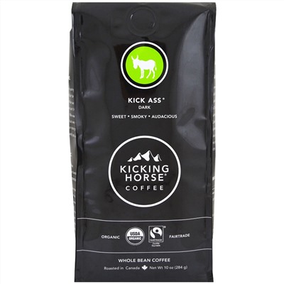 Kicking Horse, Kick Ass, темный, цельные бобы кофе, 284 г (10 унций)