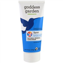 Goddess Garden, Защита от солнца, органический, спортивный, минеральный продукт, SPF 50, 6 унц (170 г)