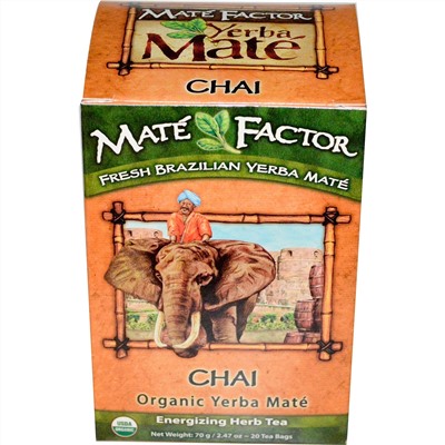 Mate Factor, Органический Yerba Mate, чай 20 чайных пакетиков, 2.47 унции (70 г)